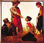 Norman Rockwell Canvas Paintings - Cousin Reginald Plays Pirate